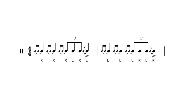 Triple Ratamaflam drum rudiment notation